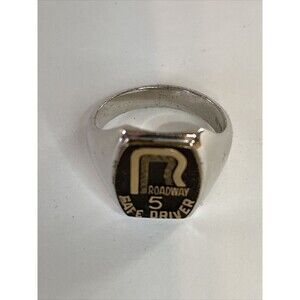 Roadway Ring Sterling Silver 5 Yr Award Size 12 Men’s Safe Driver 1990's